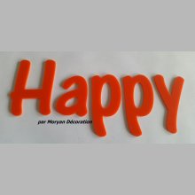 Letra Happy deco en plexiglás, altura 20 cm